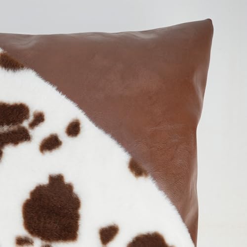 TOMWISH Faux Fur and Artificial Leather Throw Pillow Covers 18x18 Set of - Image 4