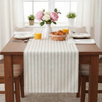 6 Pcs Beige and White Stripe Table Runner, 13 x 72 Inch - Image 6