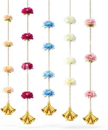 Divyakosh Hanging 6 Pcs -Handmade Floral Hanging with Artificial Flowers for Door Decoration, Temple Deckoration, Balcony/Living Room/Home Decor, Pooja Decorative Items - Image 6
