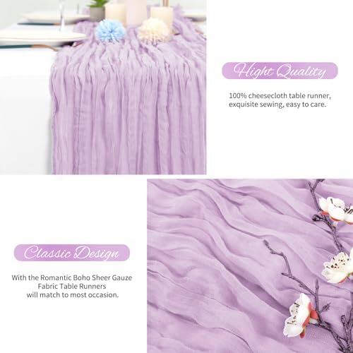 20 Pack Lavender Cheesecloth Table Runner 120 Inch 10FT Rustic Boho Gauze Cheese Cloth Table Runner for Wedding Party Baby Shower Thanksgiving Christmas Decoration - Image 6