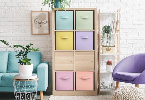 Sorbus Cube Storage Bin, Fabric, 6 Pack (11 Inch, Pastel Multi-Color) - Image 4