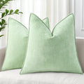 decorUhome Chenille Sage Green Velvet Throw Pillow Covers 20x20 Set of 2 by decorUhome