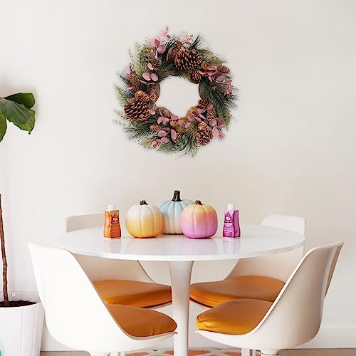 TEMPUS 20 inch Winter Wreath Magnolia Leaves Red Eucalyptus Leaves with Pine Needle Pine Cone Wreath for Front Door Harvest Festival Christmas Decor Window Wedding Autumn Outdoor Indoor Décor - Image 5