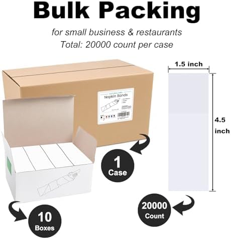 NATURALABEL Self-Adhesive Napkin Bands, Bulk Pack of 20,000, White - Image 2