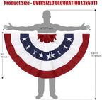 3PCS 3x6 Ft American Pleated Fan Flag, Patriotic Half Fan Bunting Flag - Image 2