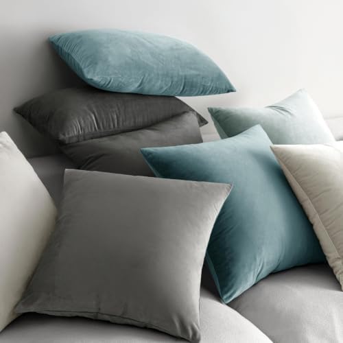 MIULEE 26x26 Inch Pack of 2 Euro Velvet Throw Pillow Covers Greyish White - Image 4