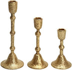NIKKY HOME Gold Hammered Taper Candle Holders Set of 3, Vintage Candlestick by NIKKYHOME