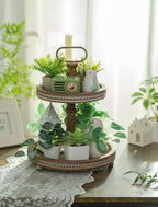 Hanobe 2 Tiered Decorative Trays Stand Boho Coffee Table Decor - Image 6