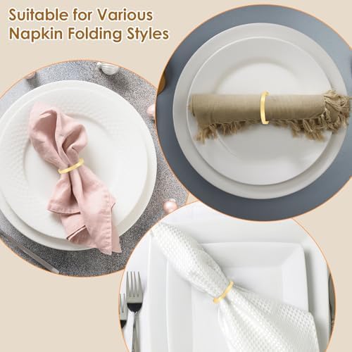 100 Pcs Gold Napkin Rings Bulk, Metal Napkin Ring Holders for Wedding Party - Image 6