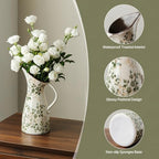 Ceramic Flower Vase for Home Decor, Vintage Green Pitcher Vase 10.5 Inch - Image 5