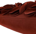 KINGROSE Handmade 3D Flower Throw Pillow Cover, Rust Red, 12x20 Inches - Image 4