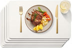 Maxpearl Faux Leather Placemats Set of 6 - Waterproof - Wipe Clean - Heat Resistant - Anti Slip Dining Table Place Mats, Suitable for Indoor & Outdoor Use, 17’’x12’’, Ivory White by Maxpearl
