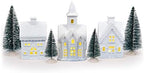 Mark Feldstein White Porcelain Christmas Village Figurines, 7 Pc, 5 in by MarkFeldsteinAssociates