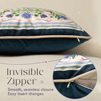 Vintage Navy Blue Floral Pillow Cover 18x18, Hydrangea & Bee - Image 5