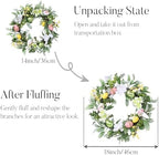 Valery Madelyn 18'' Lighted Easter Wreaths for Front Door, Pre-lit Spring Door Wreath with Pastel Eggs, Daisy Flowers & Silk Lambs Ear Leaves, Artificial Farmhouse Indoor Outdoor Wall Window Decor - Image 6
