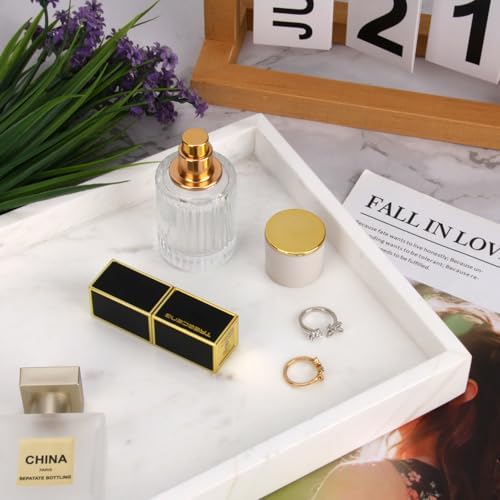 Marble Bathroom Vanity Tray, Jazz White, 12"x 8" x1.2" - Image 3