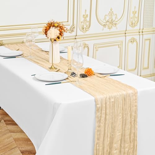 24 Pack Beige 10Ft Cheesecloth Table Runner - Image 4