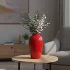 Red Ceramic Vase for Home Decor - 11 Inch Tall Modern Decorative Vase for Centerpieces, Boho Flower Vase for Pampas Grass, Christmas, Living Room, Kitchen, Fireplace, Entryway, Shelf Decor - Image 5