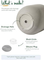 LE TAUCI 12 Inch Ceramic Pots for Plants, Large Planter, Neutral Gray - Image 4