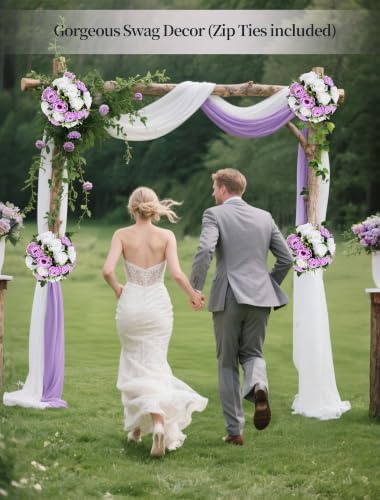 BLOSMON Lilac Flowers Balls for Centerpieces: 10 Pcs Purple White Fake Roses Flower for Wedding Table - Artificial Silk Kissing Bouquet Floral Arrangement Center for Home Party Event Decor - Image 4