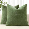 decorUhome Soft Chenille Olive Green Throw Pillow Covers 26X26 Set of 2 by decorUhome