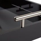 Kate and Laurel Lipton Decorative Tray with Polished Metal Handles, Black and Silver - Image 3