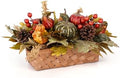 Fall Decor - Faux Pumpkins, Pine Cones, Berries and Maple Leaves in Rectangular Woven Basket for Table Centerpiece, Shelf, Mantel - Autumn Thanksgiving Arrangement for Home Indoor Outdoor - 14" Long by LushNook