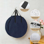 36 Inch Round Storage Bag 2 Pack,Modern Navy Blue Cowhide Waterproof Wreath Storage Container with Handles&Zipper Classic Leather Texture Closet Organizer Bags Garland Box - Image 5