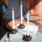 VOHO 6pcs Brown Candlestick Holders, Fall Amber Candle Sticks Holder Decor - Image 2