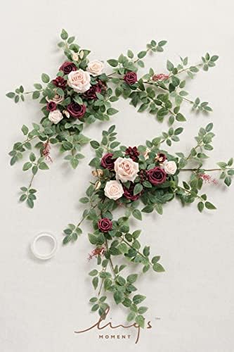 Ling's moment 2 Pack Burgundy Floral Garland Wedding Arch Flowers - Image 4