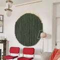Large Macrame Wall Hanging Green Boho Decor Yarn Fiber Art 39"W*55"L by IOWER