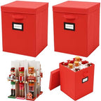 2 Pack 16 Inch Large Christmas Nutcracker Storage Box Hold 18 Nutcrackers Figurine Collectible Storage Box for Holiday Decor Carolers Santa Figure or Nut Cracker Ornaments(Normal,Red) by Wesnoy