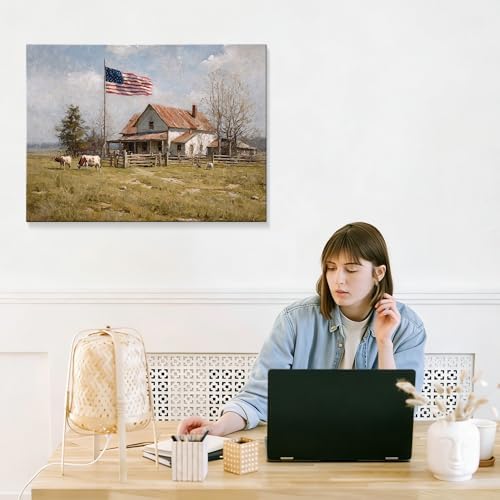 July 4th Patriotic Canvas Wall Art 4th of July USA Decorations Vintage American Flag Painting Inspirational Picture Wall Decor Independence Day Home Decor 24x32in - Image 7