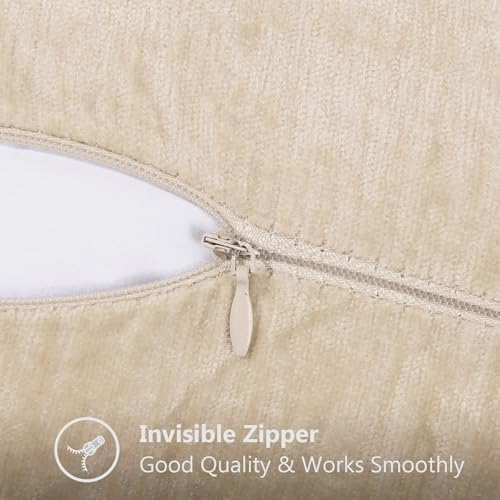 decorUhome Soft Chenille Throw Pillow Covers 26x26 Set of 2 Beige - Image 6