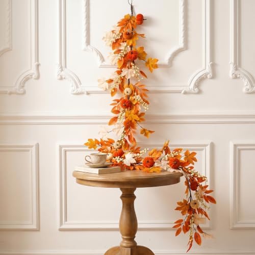 Fall Garland for Mantel, Pumpkin Garland for Thanksgiving Decor - Image 5