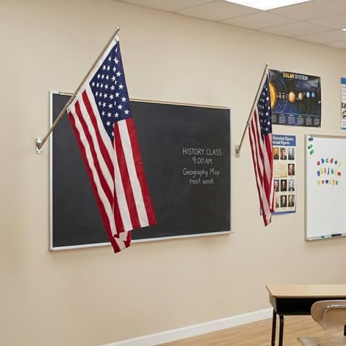 JRED 4 Pack American Flags for Classroom on Stick, 2x3FT US Flags USA Banner with 51'' Retractable Stainless Steel Pole, Flagpole Clips and Carabiners for 4th of July Decorations - Image 6