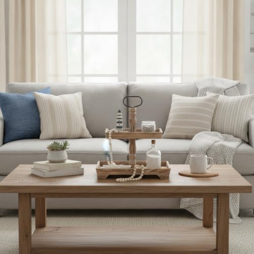 Hanobe 2 Tiered Decorative Tray Stand for Coastal Coffee Table Decor - Image 6