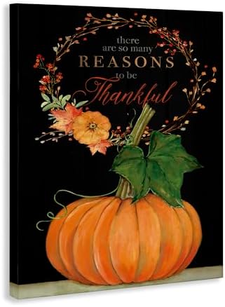 Stupell Industries Thankful Pumpkin Holiday, 24 x 30 Inch Canvas Wall Art - Image 2