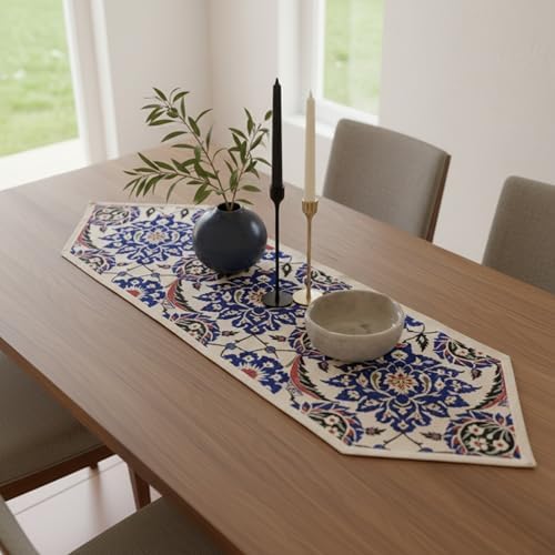 Jacquard Woven Floral Table Runner 18x55 inches – Rustic Gobelin Tapestry Dining Table Decor, Durable Cotton & Polyester Blend Fabric, Vintage Farmhouse Style, Machine Washable Easy Care (Pattern 3) by Unknown