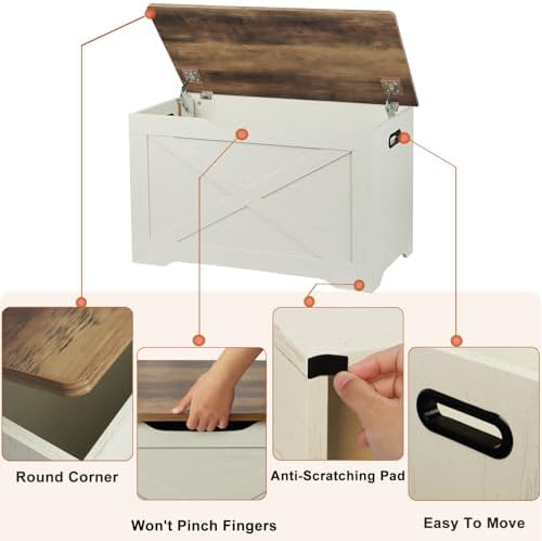 Timberer 31.5" Storage Chest, Wooden Storage Bench, Entryway Shoes Bench - Image 6