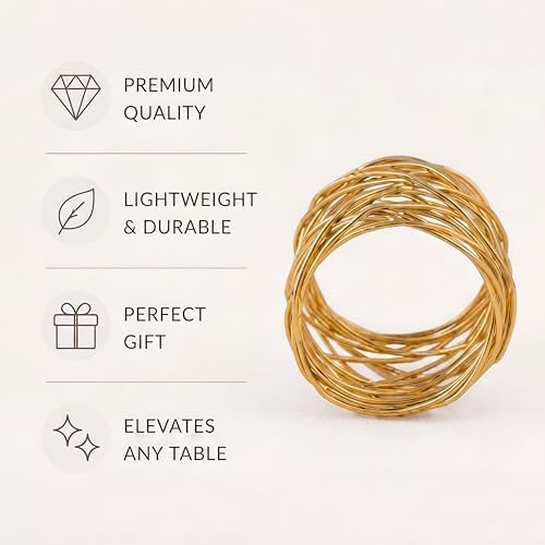 Durable Metal Iron Napkin Rings for Table Decor, Elegant Metal Table Setting Accessory, Rustic Napkin Holder for Modern Farmhouse & Everyday Dining Set of 50 (Gold) - ALPHA Living HOME - Image 3