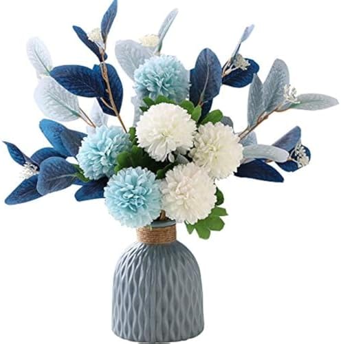 Artificial Flowers with Ceramic Vase Faux Hydrangea Flower Arrangements Table Centerpieces for Home Garden Party Wedding Decoration by ArtificialFlowerswithVaseFauxHydrangeaFlowerArrangementsforHomeGardenPartyWeddingDecoration