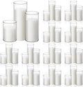 72 Pcs Pillar Candles and Glass, 3.4'' X 4.7", 7", 9.8", White by Shihanee