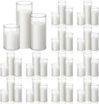 72 Pcs Pillar Candles and Glass, 3.4'' X 4.7", 7", 9.8", White by Shihanee