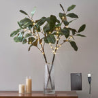 Hairui Lighted Magnolia Branches with Timer 32IN Battery Operated or USB Plug in, Faux Greenery Willow Branch with Lights 60 LED Fairy Lights for Room Fireplace Spring Decoration by Hairui