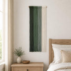 TANNCOY Boho Macrame Wall Hanging, Hand-Dyed Cotton, Green, 15.75 x 40 in - Image 4