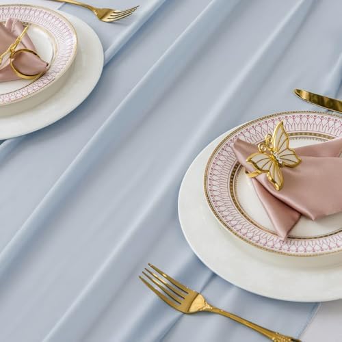 MDS Pack of 12 | Dusty Blue | 14ft Chiffon Table Runner 29x170 Inches Long Romantic Rustic Sheer Gauze Runner for Wedding Bridal Shower Birthday Banquets Engagement Spring Easter Boho Decorations - Image 4