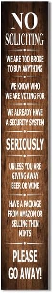 Funny No Soliciting Vertical Sign for Front Door Porch, 8inx48in Go Away Sign for Porch, Farmhouse Do Not Knock or Ring Bell Wooden Hanging for Home Outdoor by Ymaotrade
