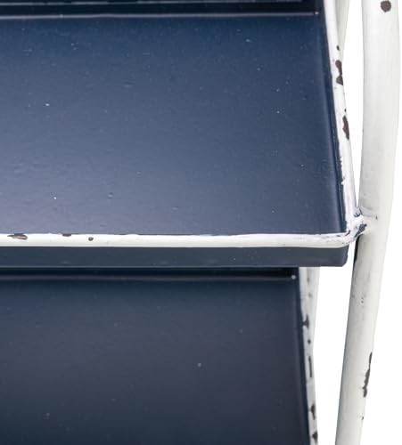 Creative Co-Op Heavily Distressed Navy 3-Tier Metal Tray with White Frame & Rim - Image 7