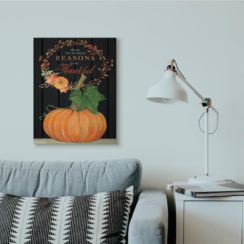 Stupell Industries Thankful Pumpkin Holiday, 24 x 30 Inch Canvas Wall Art - Image 3
